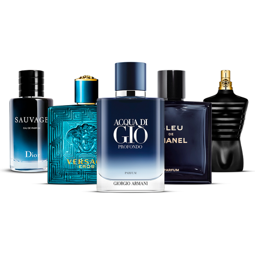 Kombination av 5 herrparfymer – Sauvage, Versace Eros, Acqua di Giò Profondo, Bleu de Chanel och Le Male [100 ml vardera]