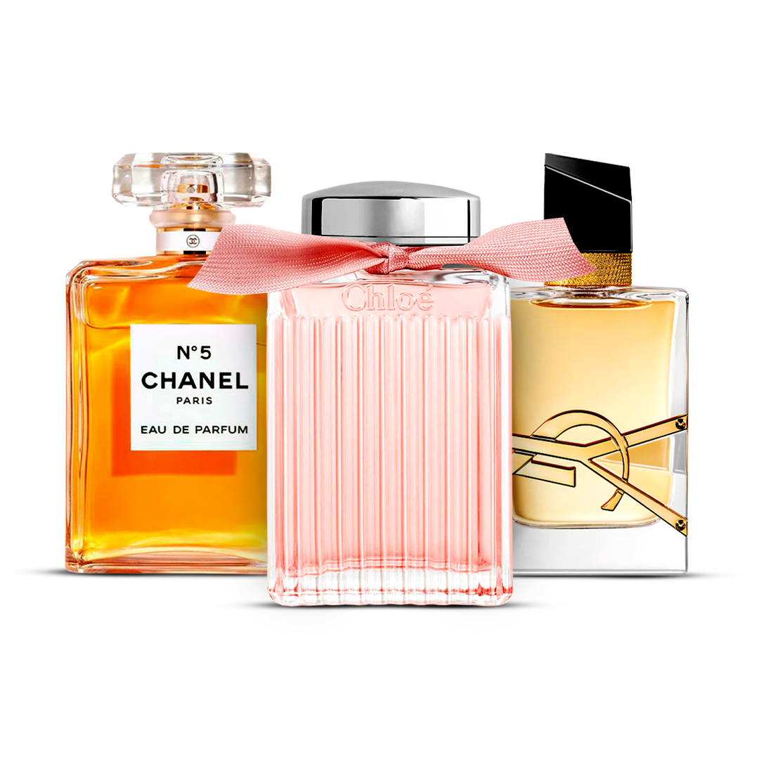 Kombination av 3 damparfymer – Chanel Nº5, Chloé och Yves Saint Laurent Libre [100 ml vardera]