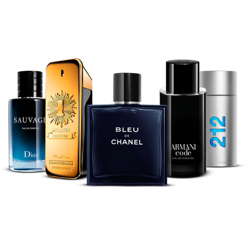 Kombination av 5 herrparfymer – Sauvage, 1 Million, Bleu de Chanel, Armani Code och 212 Men [100 ml vardera]