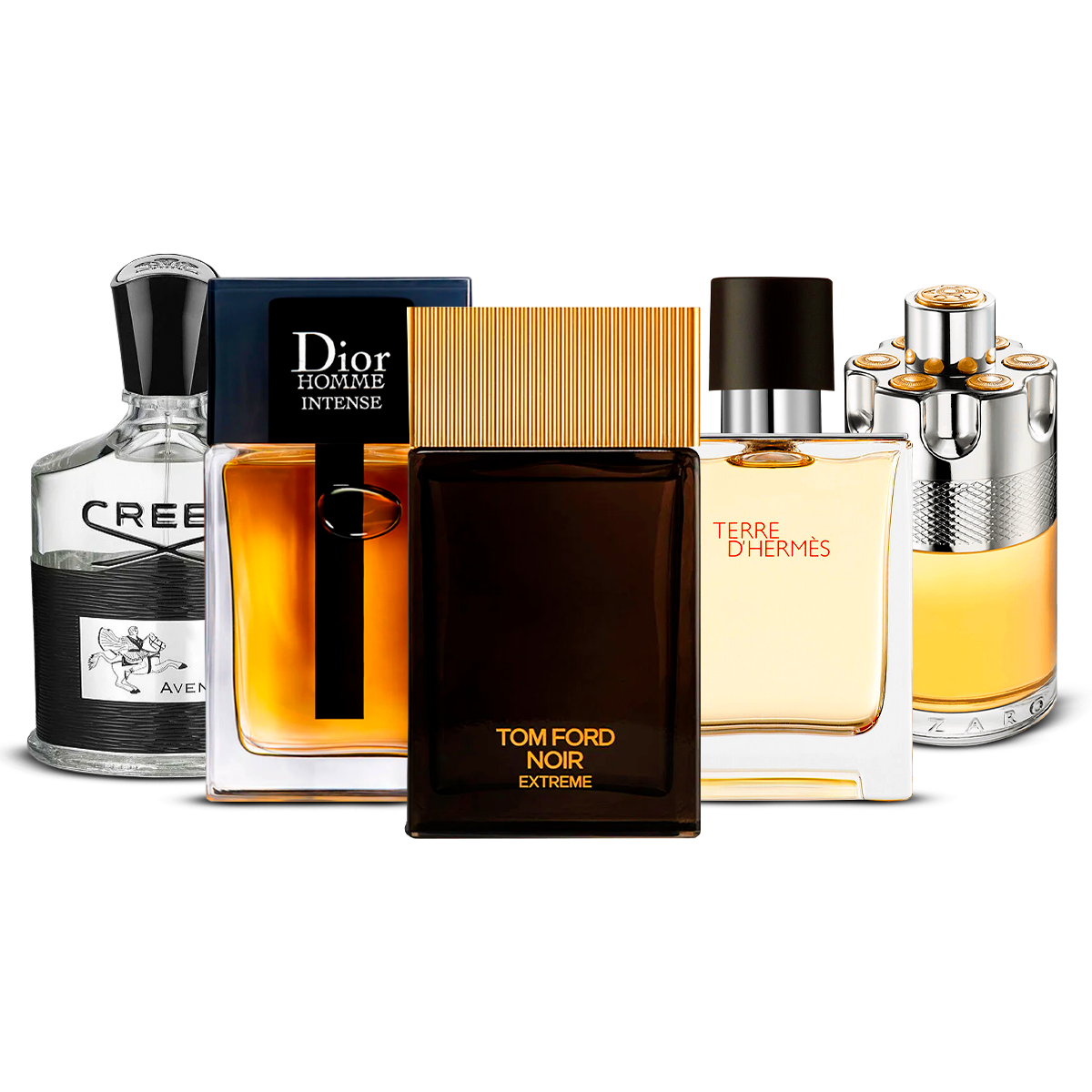 Kombination av 5 herrparfymer – Creed Aventus, Dior Homme Intense, Tom Ford Noir Extrême, Terre d’Hermès och Azzaro Wanted [100 ml vardera]